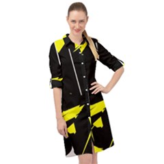 Abstract Pattern Long Sleeve Mini Shirt Dress by Sparkle