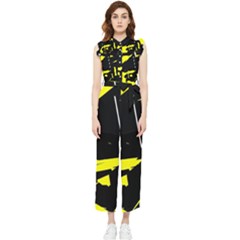 Abstract Pattern Women s Frill Top Chiffon Jumpsuit by Sparkle