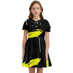 Abstract Pattern Kids  Bow Tie Puff Sleeve Dress