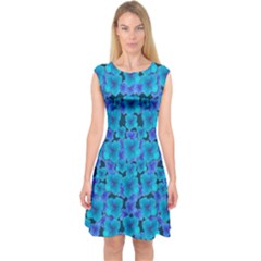 Blue In Bloom On Fauna A Joy For The Soul Decorative Capsleeve Midi Dress by pepitasart