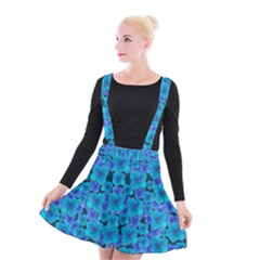 Blue In Bloom On Fauna A Joy For The Soul Decorative Suspender Skater Skirt by pepitasart