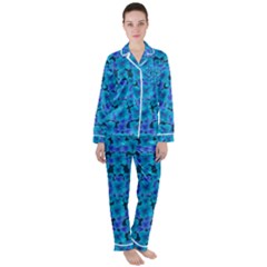 Blue In Bloom On Fauna A Joy For The Soul Decorative Satin Long Sleeve Pajamas Set