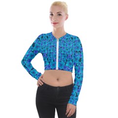 Blue In Bloom On Fauna A Joy For The Soul Decorative Long Sleeve Cropped Velvet Jacket