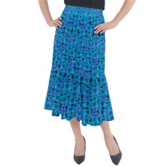 Blue In Bloom On Fauna A Joy For The Soul Decorative Midi Mermaid Skirt by pepitasart