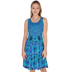 Blue In Bloom On Fauna A Joy For The Soul Decorative Knee Length Skater Dress With Pockets