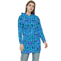 Blue In Bloom On Fauna A Joy For The Soul Decorative Women s Long Oversized Pullover Hoodie