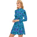 Blue In Bloom On Fauna A Joy For The Soul Decorative Long Sleeve Velour Longline Dress View2