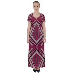 Abstract Pattern Geometric Backgrounds   High Waist Short Sleeve Maxi Dress by Eskimos