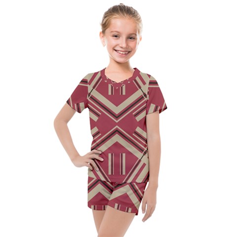 Abstract Pattern Geometric Backgrounds   Kids  Mesh Tee And Shorts Set by Eskimos