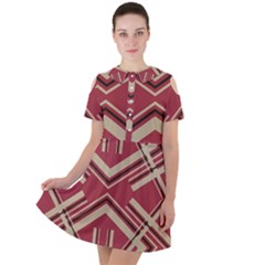 Abstract Pattern Geometric Backgrounds   Short Sleeve Shoulder Cut Out Dress  by Eskimos