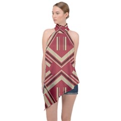 Abstract Pattern Geometric Backgrounds   Halter Asymmetric Satin Top by Eskimos