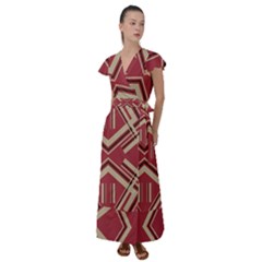 Abstract Pattern Geometric Backgrounds   Flutter Sleeve Maxi Dress by Eskimos