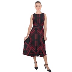 Abstract Pattern Geometric Backgrounds   Midi Tie-back Chiffon Dress by Eskimos