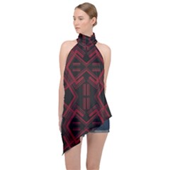 Abstract Pattern Geometric Backgrounds   Halter Asymmetric Satin Top by Eskimos