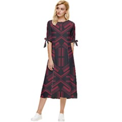 Abstract Pattern Geometric Backgrounds   Bow Sleeve Chiffon Midi Dress by Eskimos