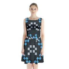 Abstract Pattern Geometric Backgrounds   Sleeveless Waist Tie Chiffon Dress by Eskimos