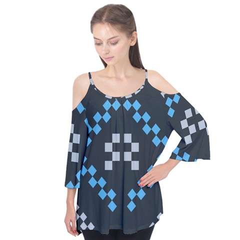 Abstract Pattern Geometric Backgrounds   Flutter Sleeve Tee  by Eskimos