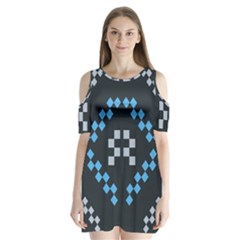 Abstract Pattern Geometric Backgrounds   Shoulder Cutout Velvet One Piece by Eskimos