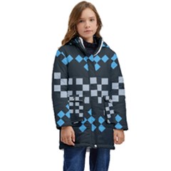 Abstract Pattern Geometric Backgrounds   Kid s Hooded Longline Puffer Jacket by Eskimos