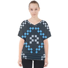 Abstract Pattern Geometric Backgrounds   V-neck Dolman Drape Top by Eskimos