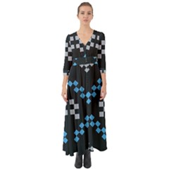 Abstract Pattern Geometric Backgrounds   Button Up Boho Maxi Dress by Eskimos