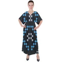 Abstract Pattern Geometric Backgrounds   V-neck Boho Style Maxi Dress by Eskimos