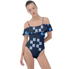 Abstract Pattern Geometric Backgrounds   Frill Detail One Piece Swimsuit by Eskimos