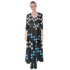 Abstract Pattern Geometric Backgrounds   Button Up Maxi Dress by Eskimos