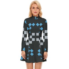 Abstract Pattern Geometric Backgrounds   Long Sleeve Velour Longline Dress by Eskimos