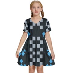 Abstract Pattern Geometric Backgrounds   Kids  Short Sleeve Tiered Mini Dress by Eskimos