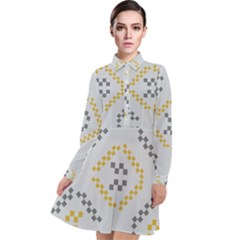 Abstract Pattern Geometric Backgrounds   Long Sleeve Chiffon Shirt Dress by Eskimos