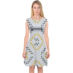 Abstract Pattern Geometric Backgrounds   Capsleeve Midi Dress by Eskimos