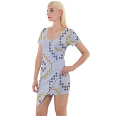 Abstract Pattern Geometric Backgrounds   Short Sleeve Asymmetric Mini Dress by Eskimos