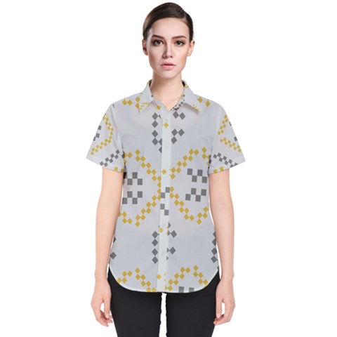 Abstract Pattern Geometric Backgrounds   Women s Short Sleeve Shirt by Eskimos