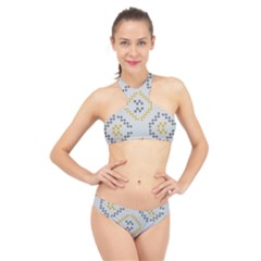 Abstract Pattern Geometric Backgrounds   High Neck Bikini Set by Eskimos