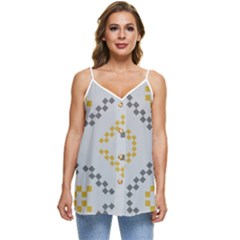 Abstract Pattern Geometric Backgrounds   Casual Spaghetti Strap Chiffon Top