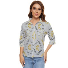 Abstract Pattern Geometric Backgrounds   Women s Quarter Sleeve Pocket Shirt