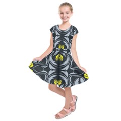 Folk Flowers Print Floral Pattern Ethnic Art Kids  Short Sleeve Dress by Eskimos