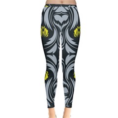 Folk Flowers Print Floral Pattern Ethnic Art Inside Out Leggings by Eskimos