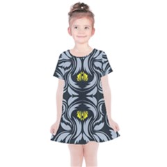 Folk Flowers Print Floral Pattern Ethnic Art Kids  Simple Cotton Dress by Eskimos