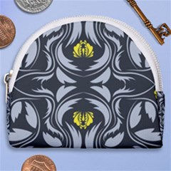 Folk Flowers Print Floral Pattern Ethnic Art Horseshoe Style Canvas Pouch by Eskimos