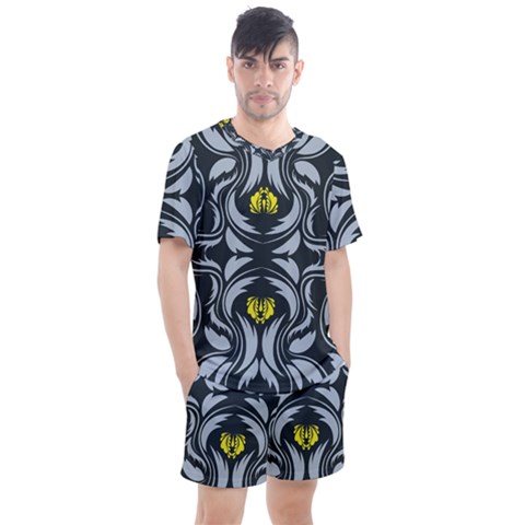 Folk Flowers Print Floral Pattern Ethnic Art Men s Mesh Tee And Shorts Set by Eskimos