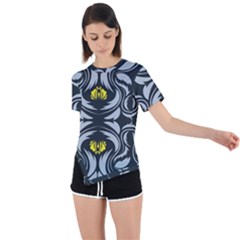 Folk Flowers Print Floral Pattern Ethnic Art Asymmetrical Short Sleeve Sports Tee by Eskimos