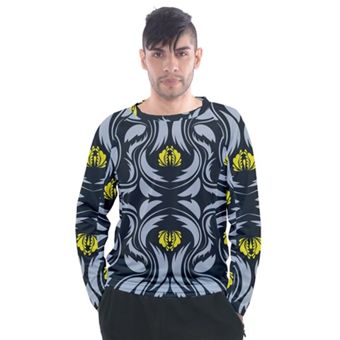 Folk Flowers Print Floral Pattern Ethnic Art Men s Long Sleeve Raglan Tee by Eskimos