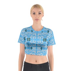 Folk Flowers Print Floral Pattern Ethnic Art Cotton Crop Top by Eskimos