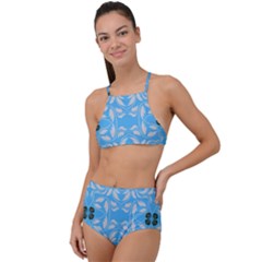 Folk Flowers Print Floral Pattern Ethnic Art High Waist Tankini Set by Eskimos