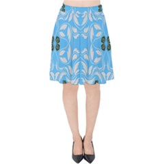 Folk Flowers Print Floral Pattern Ethnic Art Velvet High Waist Skirt by Eskimos