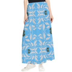 Folk Flowers Print Floral Pattern Ethnic Art Maxi Chiffon Skirt by Eskimos