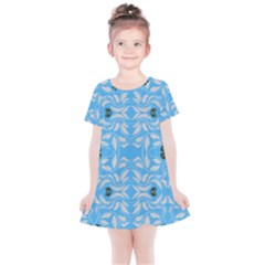 Folk Flowers Print Floral Pattern Ethnic Art Kids  Simple Cotton Dress by Eskimos