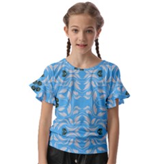 Folk Flowers Print Floral Pattern Ethnic Art Kids  Cut Out Flutter Sleeves